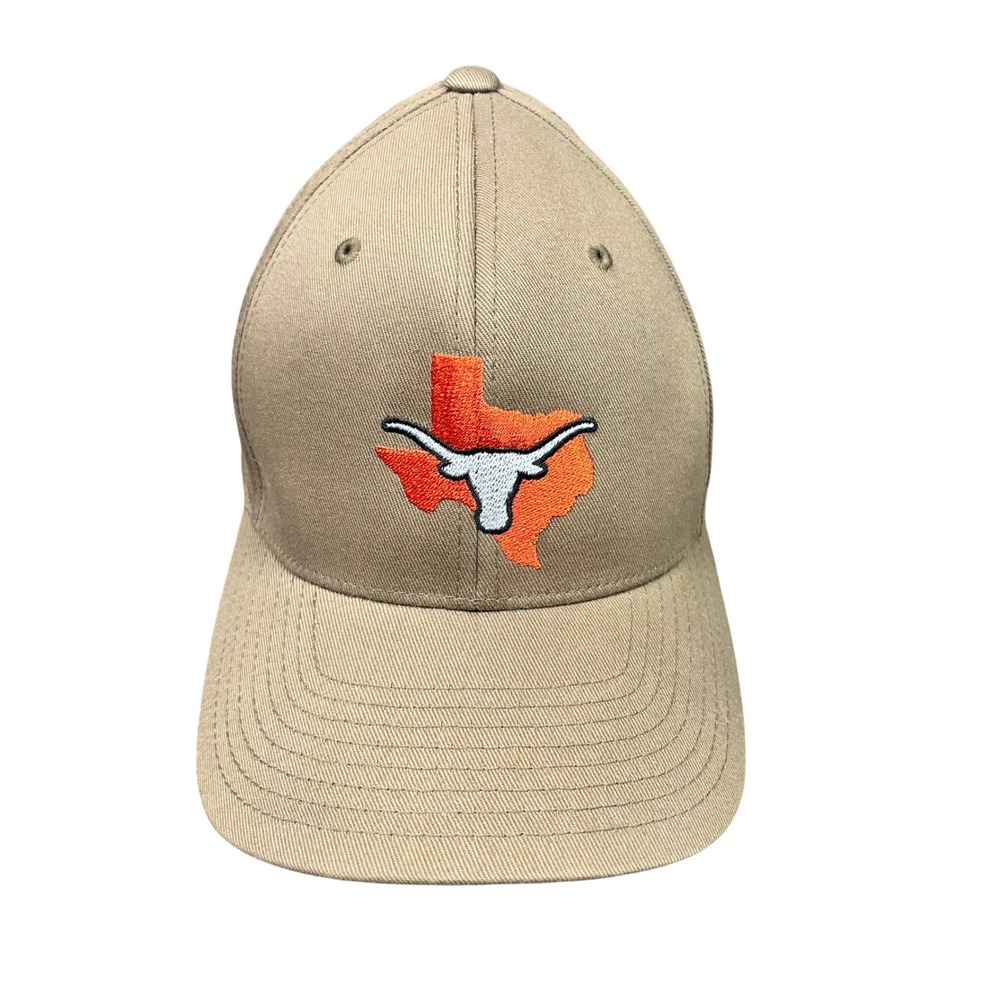 Port Authority Flexfit UT Texas Longhorn State Logo Hat Tan Khaki Cap L/XL
